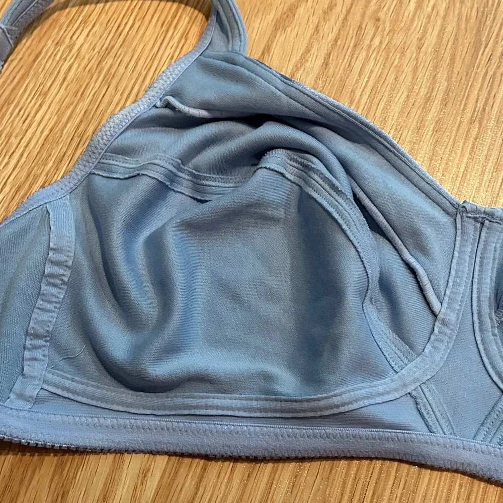 Bestform Wireless Full Coverage Comfort Bra‎ Blue Satin Trim Bow Detail 40DD